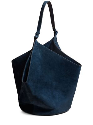 Shopper torbica od brušene kože Khaite plava