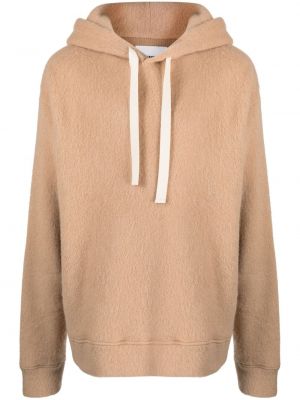 Vlnený sveter z alpaky s kapucňou Jil Sander hnedá