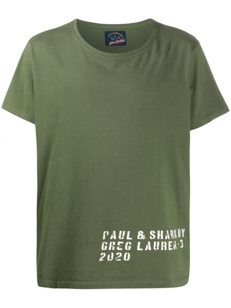 Camiseta con estampado Greg Lauren X Paul & Shark verde