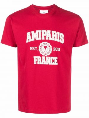 T-shirt con stampa Ami Paris rosso