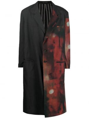 Płaszcz z nadrukiem w abstrakcyjne wzory Yohji Yamamoto czarny
