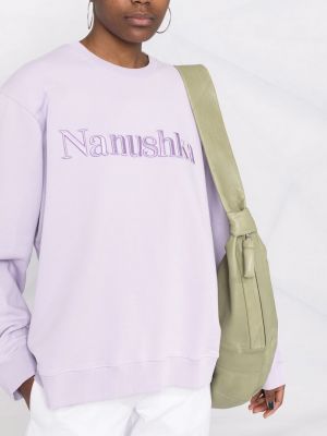 Bavlněná mikina s výšivkou Nanushka fialová