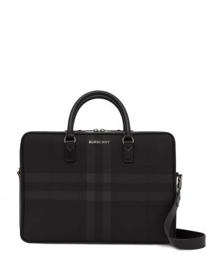 Καρό δερμάτινη τσάντα laptop με σχέδιο Burberry