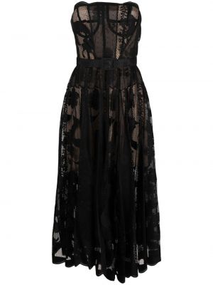 Csipkés virágos estélyi ruha Oscar De La Renta fekete