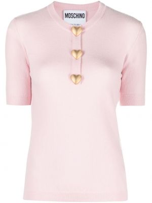 Вълнена тениска Moschino розово