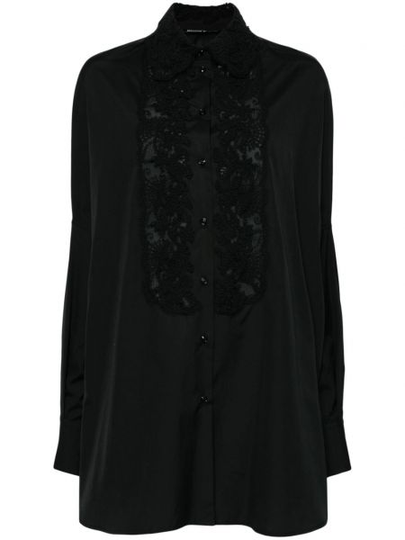 Čipkovaná bavlnená košeľa Ermanno Scervino čierna