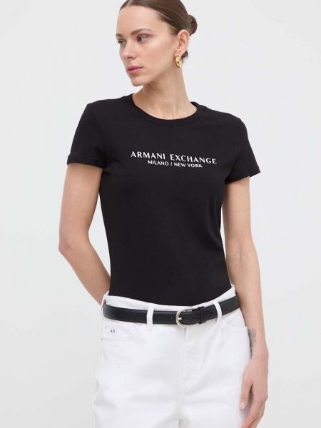 Бавовняна футболка Armani Exchange чорна