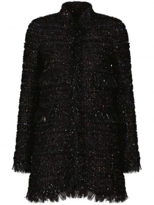Sukienka koktajlowa z cekinami tweedowa Giambattista Valli czarna