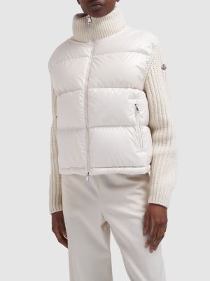 Cardigan di lana di lana di piuma Moncler bianco