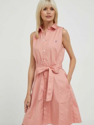 Pamut midi ruha Polo Ralph Lauren rózsaszín