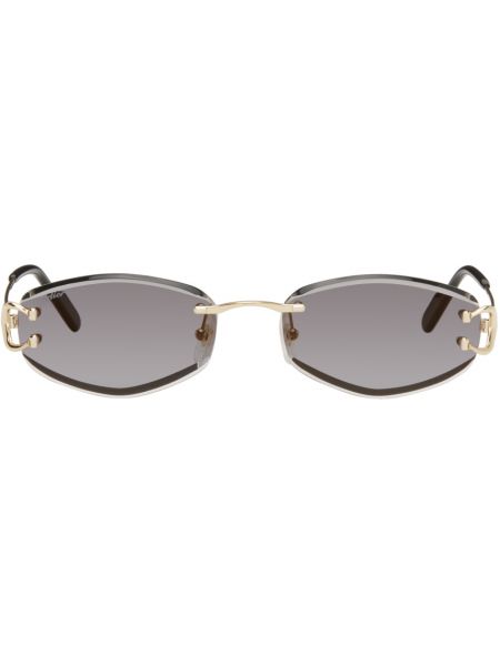Золотые солнцезащитные очки Signature C с геометрическим узором из металла Cartier