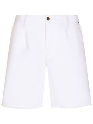 Kratke jeans hlače z obrobami Dolce & Gabbana bela