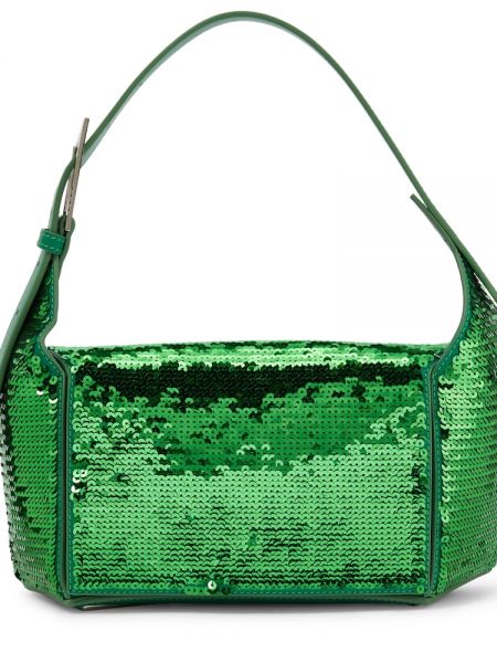 Bolsa de hombro con lentejuelas de cuero The Attico verde
