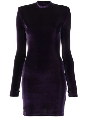 Velurové priliehavé mini šaty Philipp Plein fialová