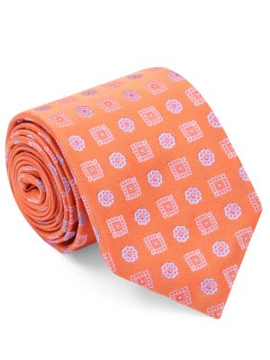 Шелковый галстук Isaia оранжевый