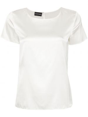 Jedwabna satynowa bluzka Emporio Armani biała