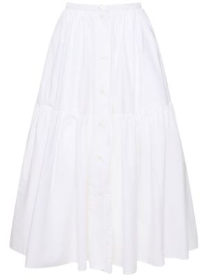 Bavlnená midi sukňa na gombíky Patou biela