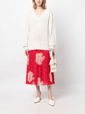 Sweter wełniany z dekoltem w serek Cynthia Rowley biały