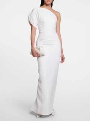 Jedwabna sukienka długa wełniana asymetryczna Roland Mouret biała
