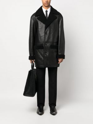 Kožený kabát Philipp Plein černý