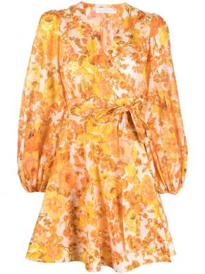 Květinové šaty s potiskem Zimmermann oranžové