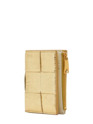 Cipzáras bőr pénztárca Bottega Veneta aranyszínű