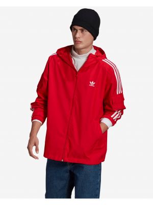 Pruhovaná bunda Adidas Originals červená