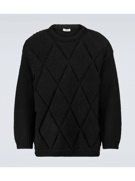 Аргайл вълнен пуловер Valentino черно