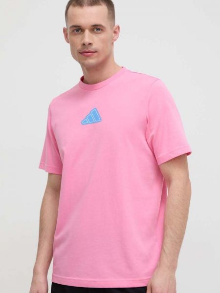 Koszulka z nadrukiem Adidas Performance różowa