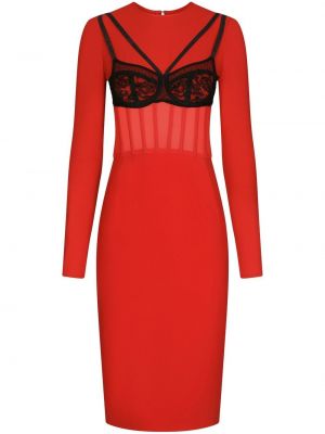 Миди рокля Dolce & Gabbana червено