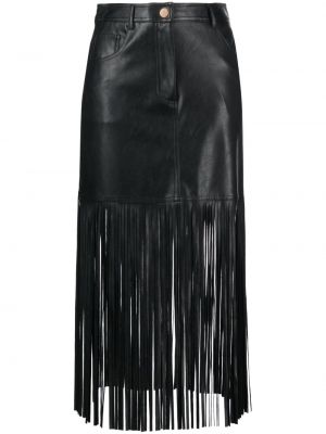 Kožená sukně s třásněmi Twinset černé