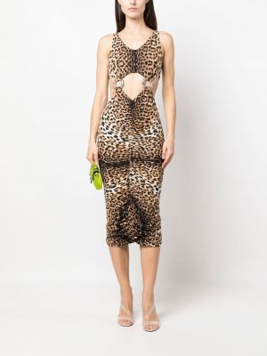 Leopardí midi šaty s potiskem Roberto Cavalli