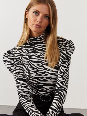 Bluză cu mâneci balon cu model zebră Cool & Sexy