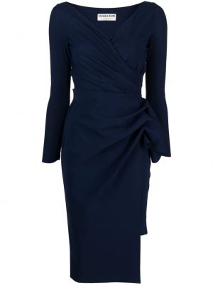 Abendkleid mit v-ausschnitt mit drapierungen Chiara Boni La Petite Robe blau