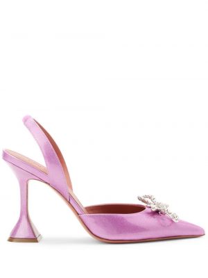 Кожени полуотворени обувки Amina Muaddi розово