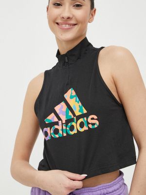 Černý bavlněný top Adidas