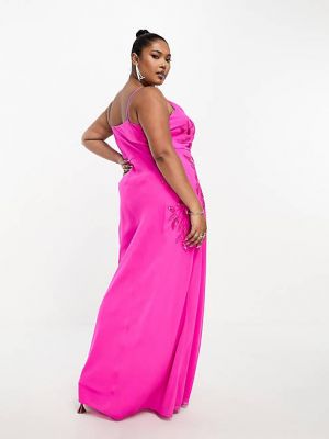 Ярко-розовое платье макси с воротником-хомутом Hope & Ivy Plus