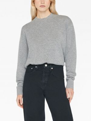 Kašmírový svetr s kulatým výstřihem Frame šedý