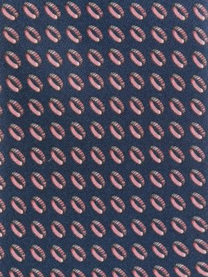 Jedwabny krawat z nadrukiem w abstrakcyjne wzory Dunhill niebieski