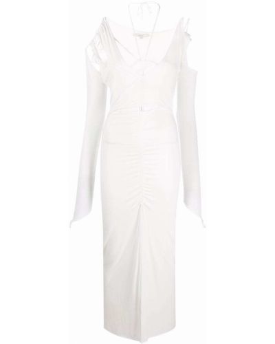 Прилепнала макси рокля Manuri бяло