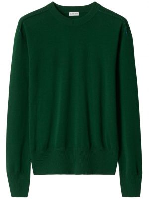 Volneni pulover z okroglim izrezom Burberry zelena