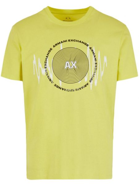 Памучна тениска с принт Armani Exchange жълто