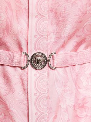 Hedvábné šaty s potiskem Versace růžové
