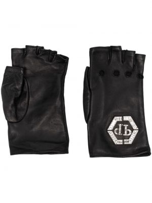 Γάντια με πετραδάκια Philipp Plein μαύρο