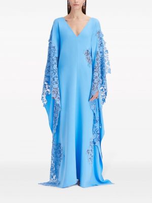 Krajkové večerní šaty Oscar De La Renta modré