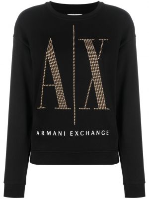 Pigget bomull sweatshirt Armani Exchange svart