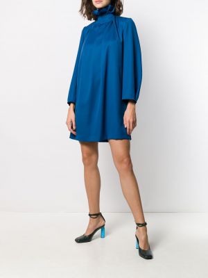 Vestido de cóctel ajustado plisado Nina Ricci azul