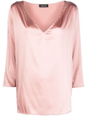 Копринена блуза с v-образно деколте Gianluca Capannolo розово