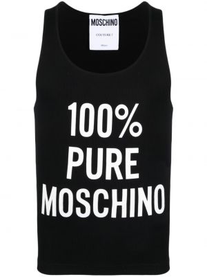 Памучна риза с принт Moschino черно