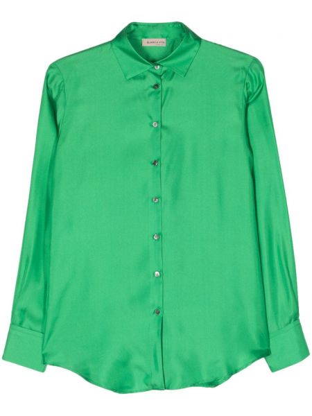 Svilena satenska srajca Blanca Vita zelena